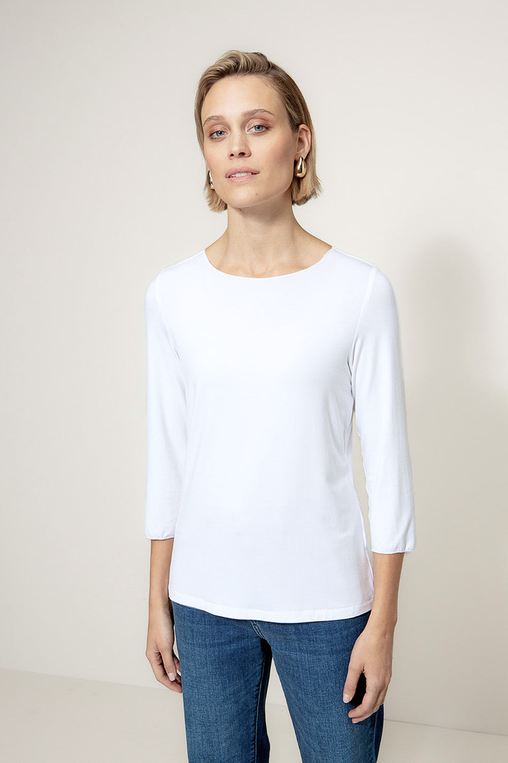 Shirt 3/4 Arm in Deluxe Viscose Jersey | White