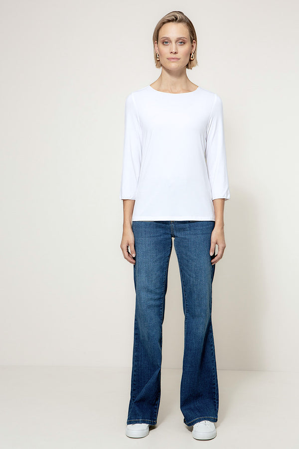 Shirt 3/4 Arm in Deluxe Viscose Jersey | White