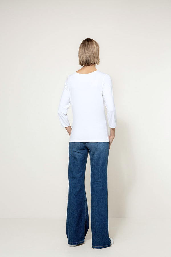 Shirt 3/4 Arm in Deluxe Viscose Jersey | White
