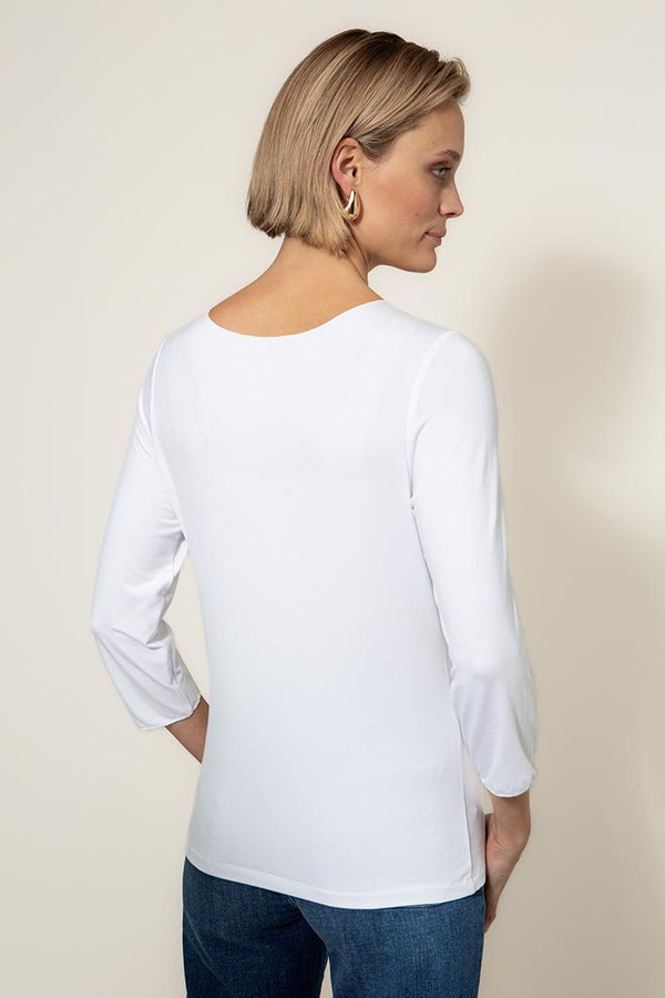 Shirt 3/4 Arm in Deluxe Viscose Jersey | White
