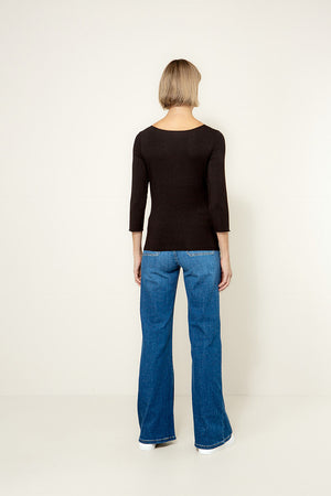 Shirt 3/4 Arm in Deluxe Viscose Jersey | Black