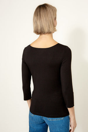 Shirt 3/4 Arm in Deluxe Viscose Jersey | Black