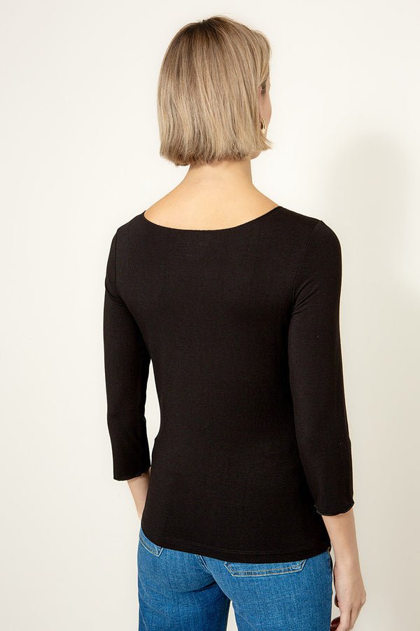 Shirt 3/4 Arm in Deluxe Viscose Jersey | Black