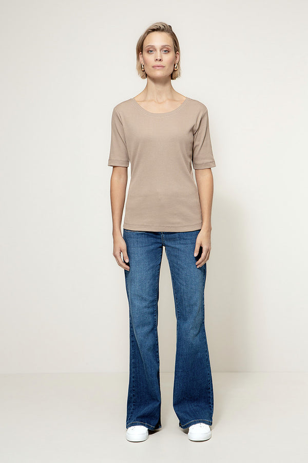 Shirt in Rib Jersey | Taupe