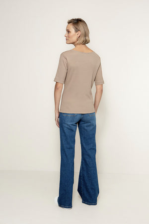 Shirt in Rib Jersey | Taupe