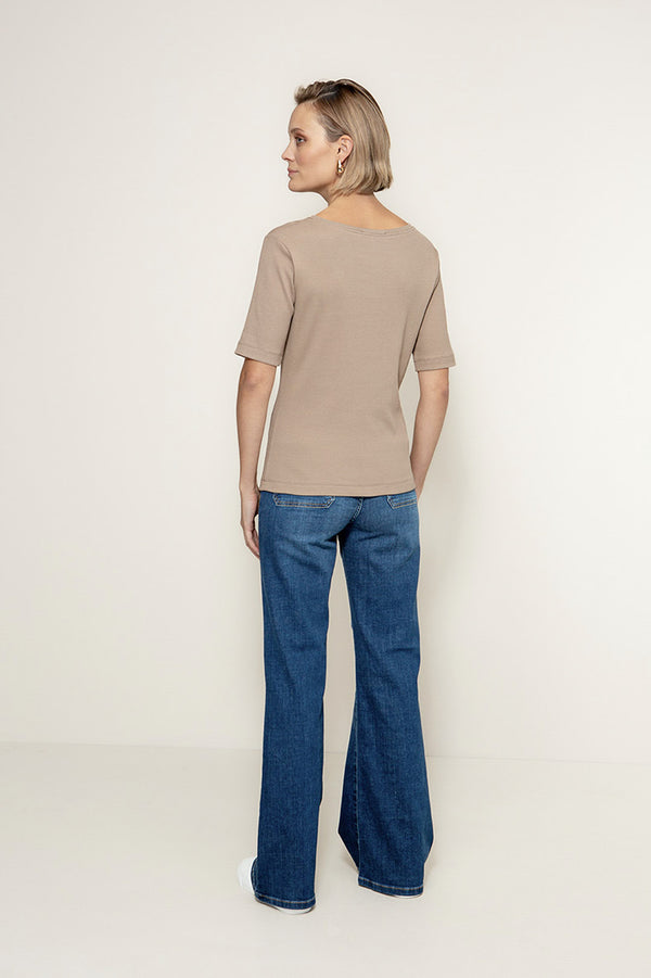 Shirt in Rib Jersey | Taupe