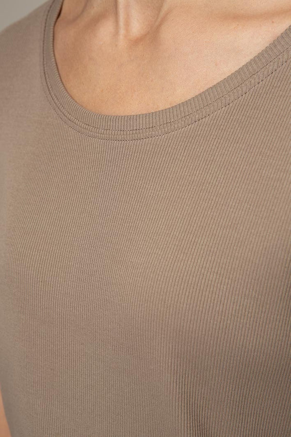 Shirt in Rib Jersey | Taupe