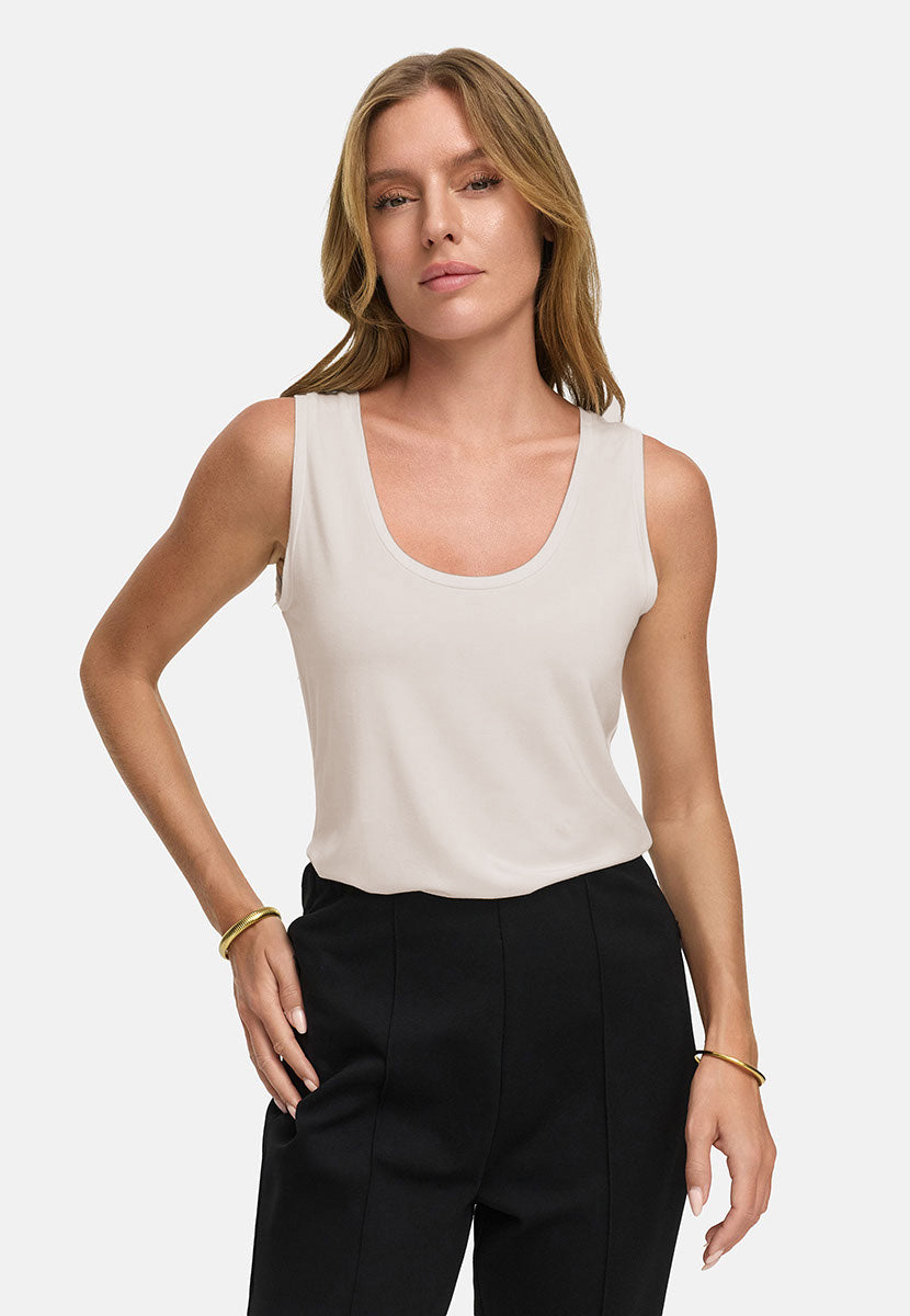 Top Rundhals in Deluxe Viscose Jersey | Beige