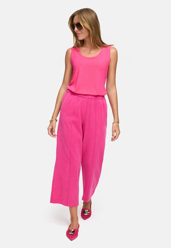 Round neck top in deluxe viscose jersey | Pink