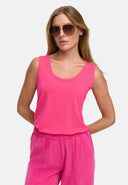Round neck top in deluxe viscose jersey | Pink