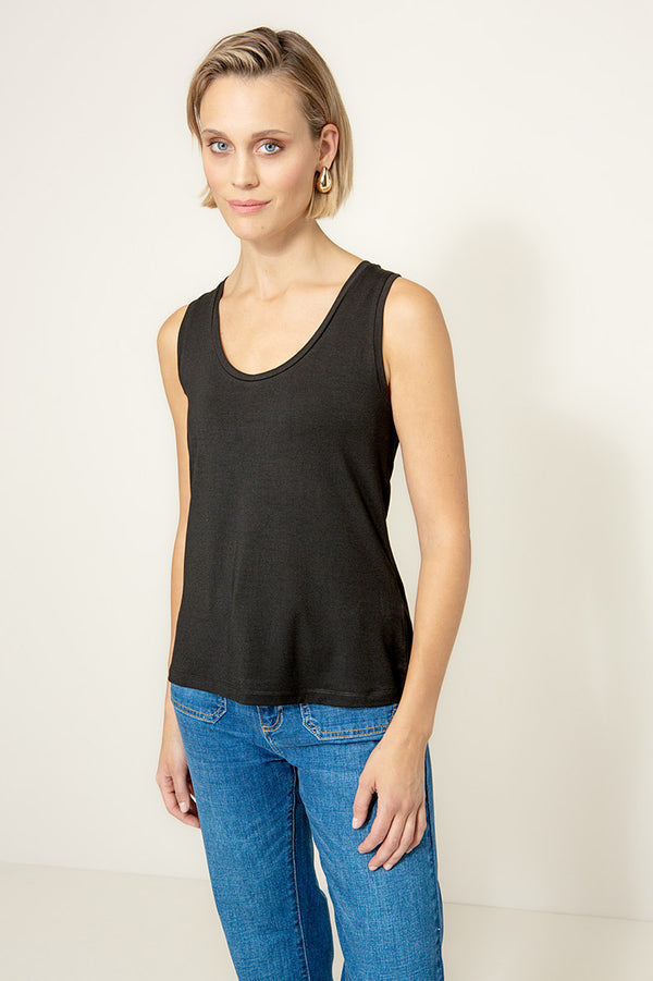 Top Rundhals in Deluxe Viscose Jersey | Black