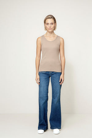 Top in Rib Jersey | Taupe