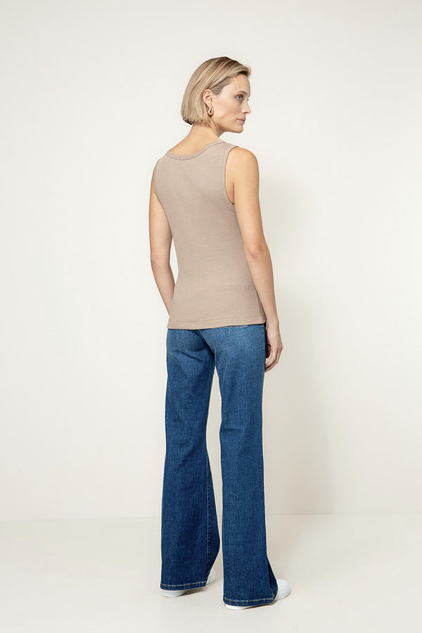 Top in Rib Jersey | Taupe