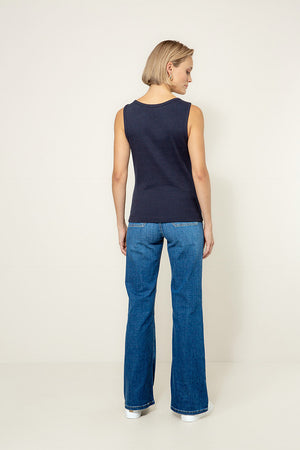 Top in Rib Jersey | Navy