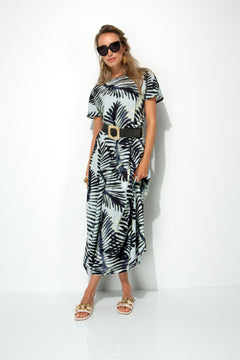 Kleid in Viskose mit Print | Palm leaves