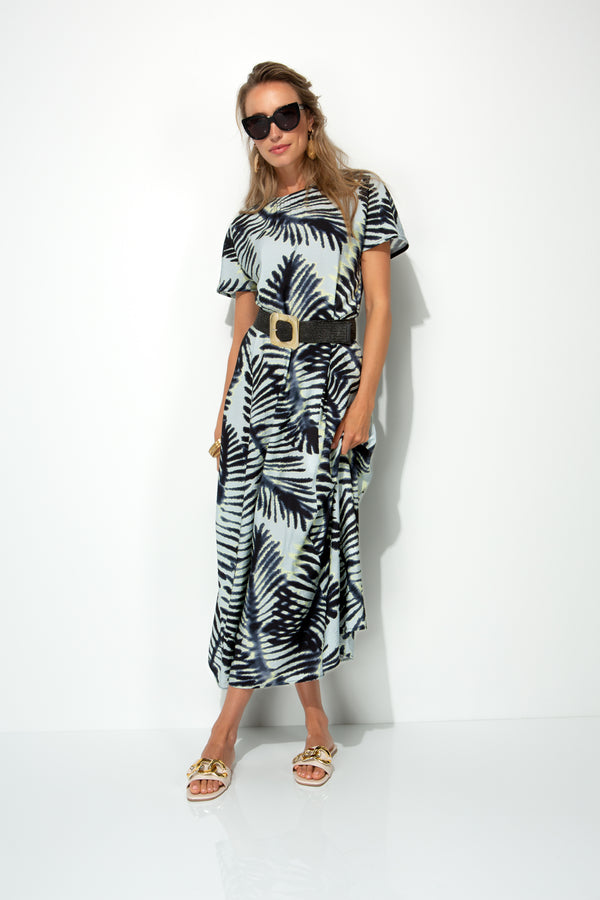 Kleid in Viskose mit Print | Palm leaves