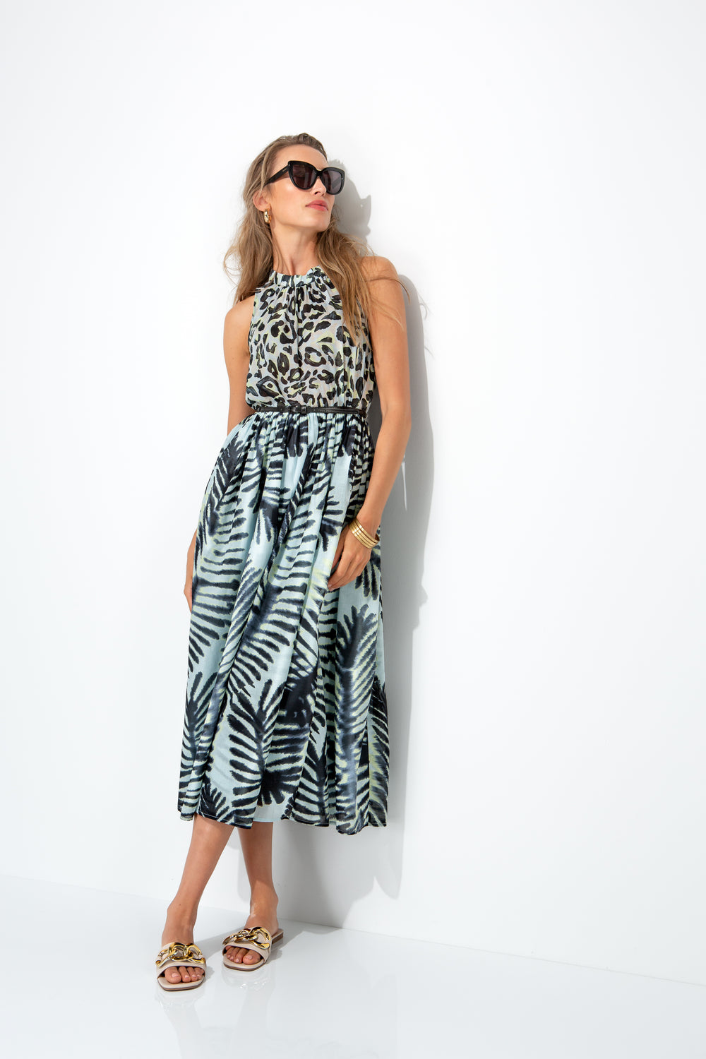 Kleid in Cotton Voile mit Print | Yellow Leo