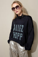 Rollkragenpullover mit Schriftzug