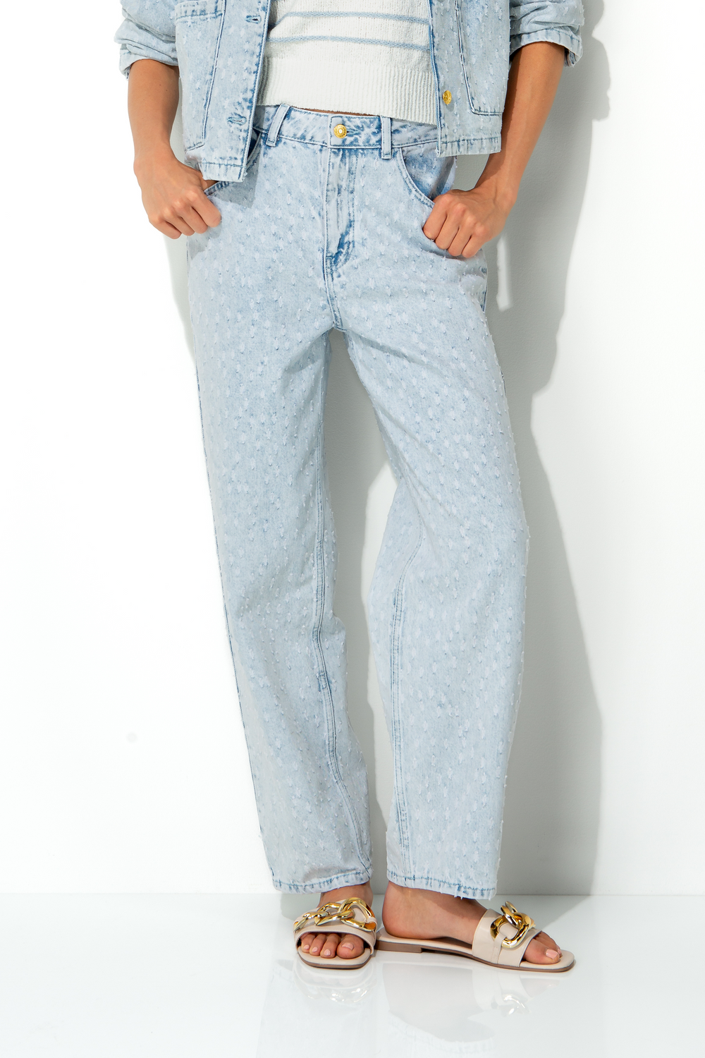 Hose in Strukturdenim | light Denim