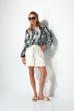 Blouse in cotton voile with print | Palm leaves