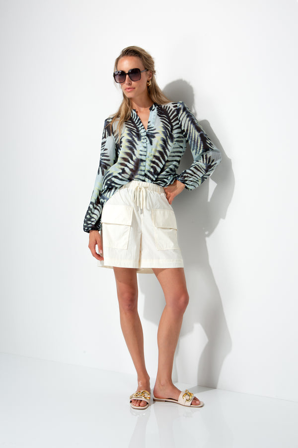 Blouse in cotton voile with print | Palm leaves