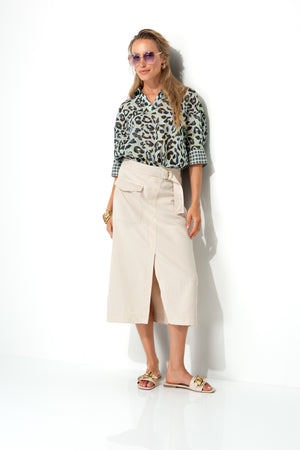 Bluse in Cotton Voile mit Print | Yellow Leo