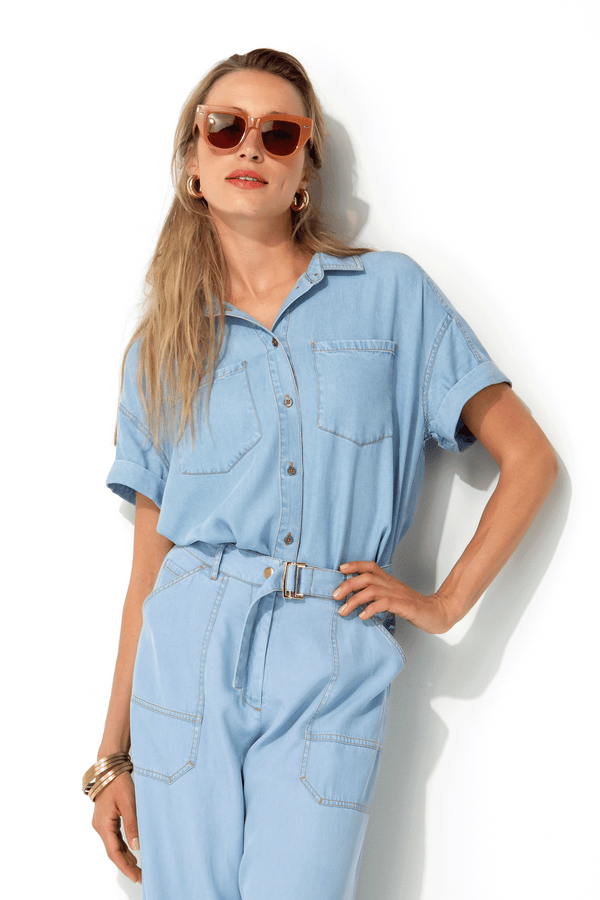 Blouse in Lyocell denim | light Denim