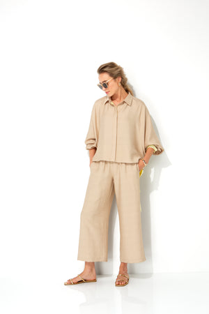 Bluse in Viskose-Crepe | Beige