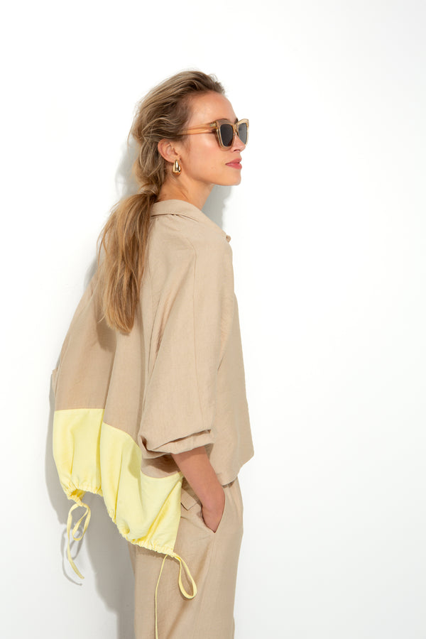Bluse in Viskose-Crepe | Beige