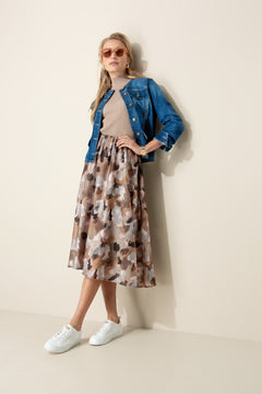 Rock in Lyocell-Crepe mit Print