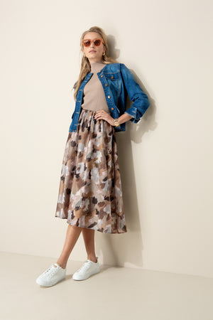 Rock in Lyocell-Crepe mit Print