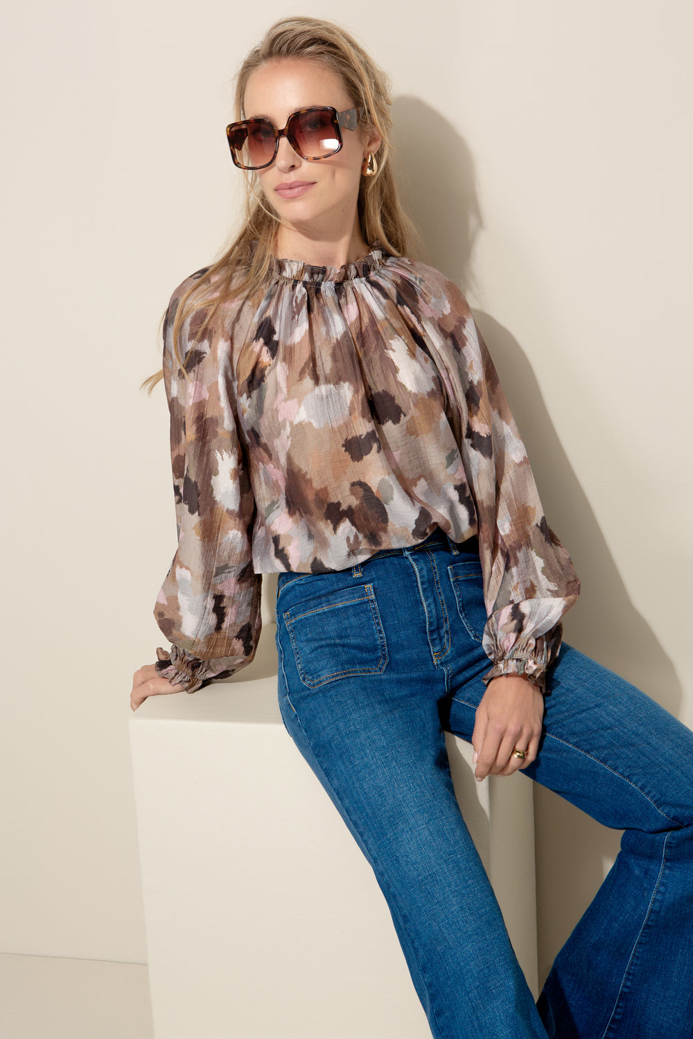 Bluse in Lyocell-Crepe mit Print