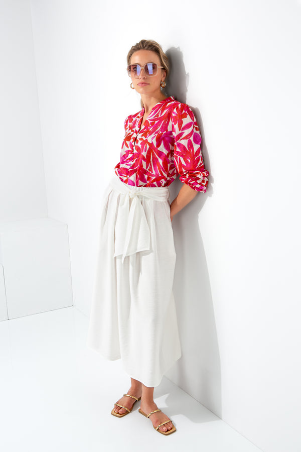 Viscose Crepe Skirt | White