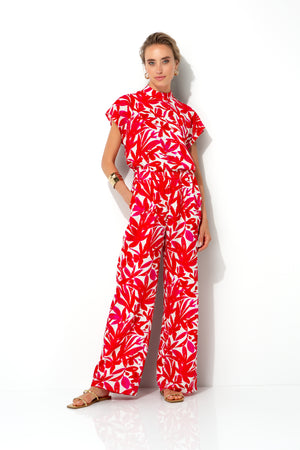 Bluse mit Print | Pink Leaves